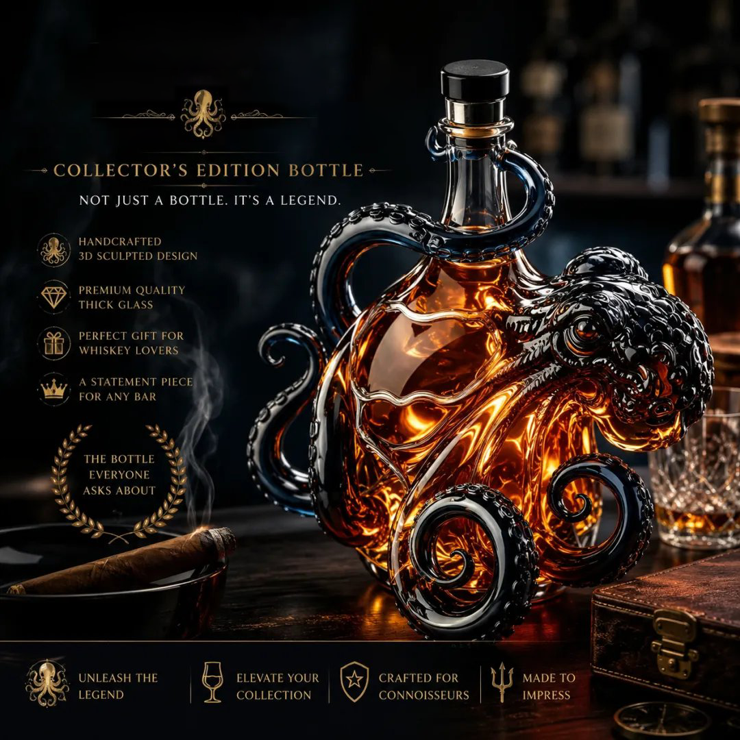 🎁 Father’s Day 49% OFF - The Rum Edition 3D Octopus Bottle 🐙🥃