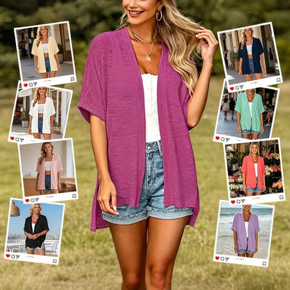 Short-sleeved casual solid coat