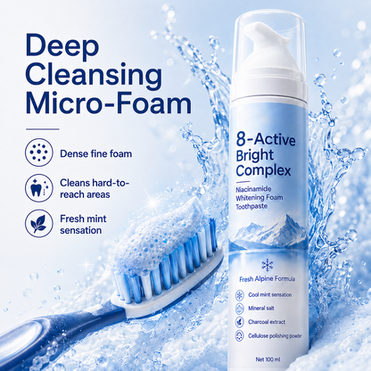 Niacinamide Foaming Whitening Toothpaste 8X - Fresh Breath Stain Removal Gentle Teeth Cleaning 100ml-D
