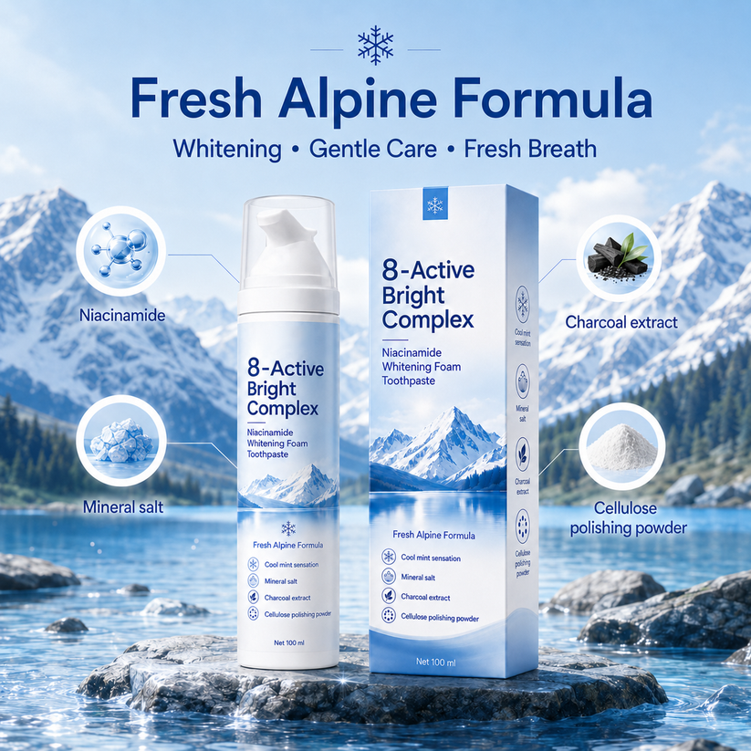 Niacinamide Foaming Whitening Toothpaste 8X - Fresh Breath Stain Removal Gentle Teeth Cleaning 100ml-D