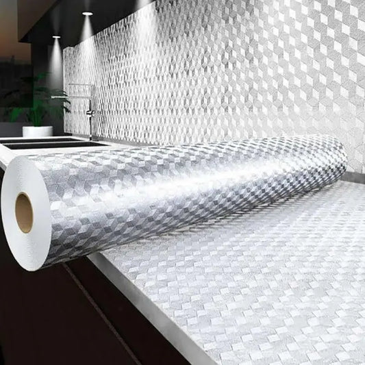 Self-Adhesive Removable Aluminum Foil Sticker, Oil Proof Heat Resistant, Easy Clean