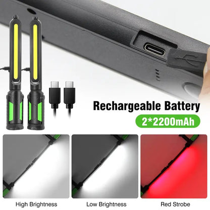 🎁Ideal Father's Day Gift🔧 2-in-1 Connectable Magnetic LED Work Light | 2400LM Rechargeable Mechanic Flashlight