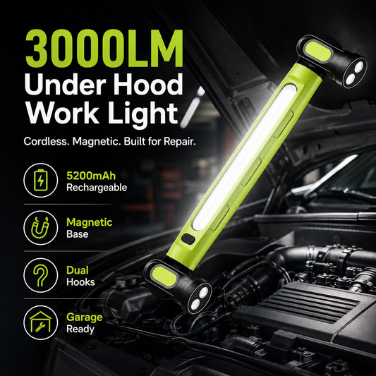 【FathersDayGift】3000LM Cordless Under Hood Work Light Bar for Car Repair & Garage Use