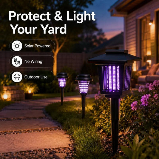 Eco-Friendly - 2-in-1 Flickering Flame - Solar Powered Mosquito Zapper & Garden Stake Light