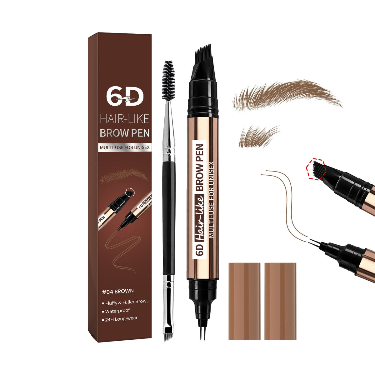 6D Hair-Like Finish Multi-Use Unisex 2-in-1 Brows & Beard Pen