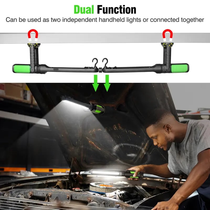 🎁Ideal Father's Day Gift🔧 2-in-1 Connectable Magnetic LED Work Light | 2400LM Rechargeable Mechanic Flashlight
