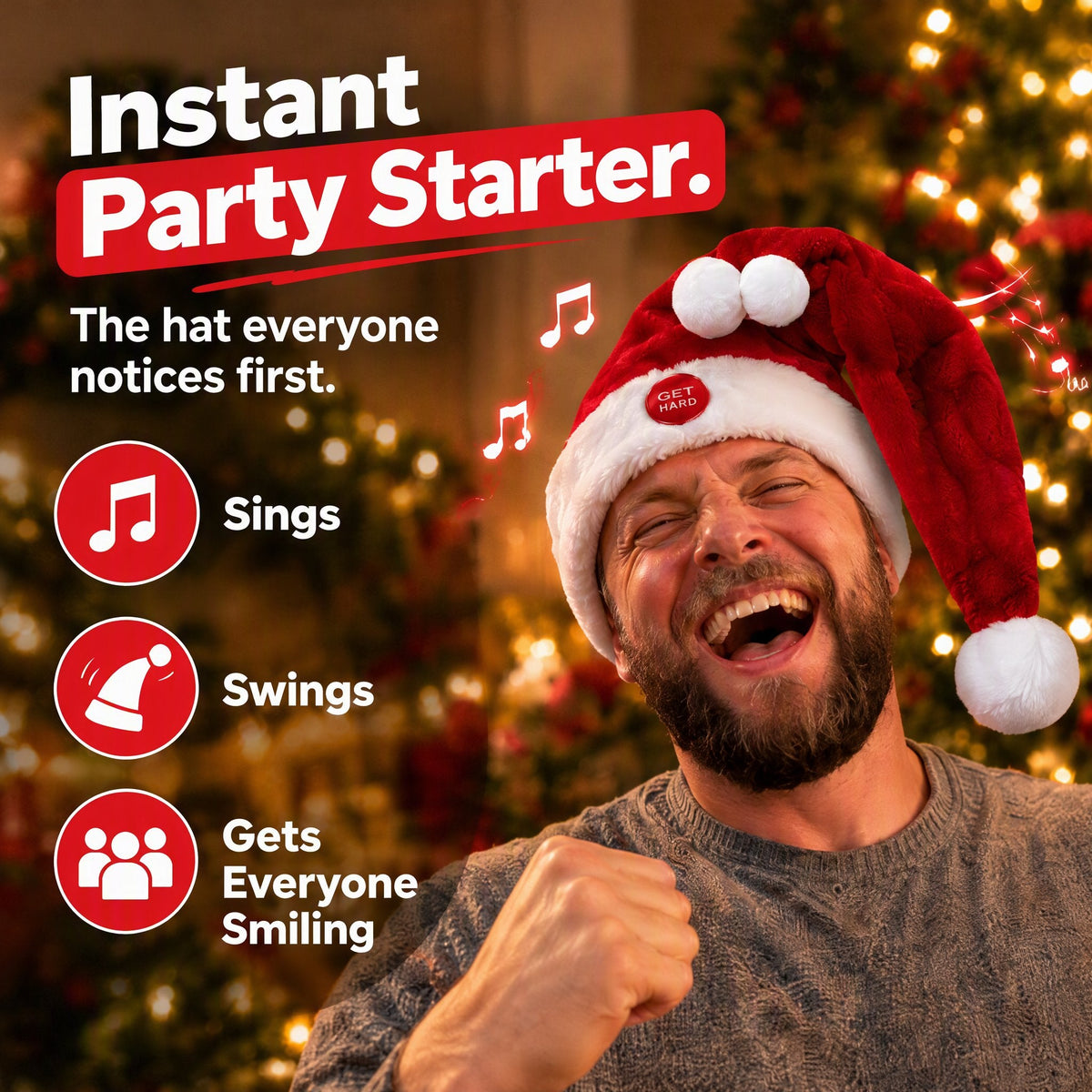 🎅 Singing & Dancing Santa Hat – The Christmas Hat That Steals the Party