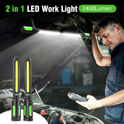 🎁Ideal Father's Day Gift🔧 2-in-1 Connectable Magnetic LED Work Light | 2400LM Rechargeable Mechanic Flashlight