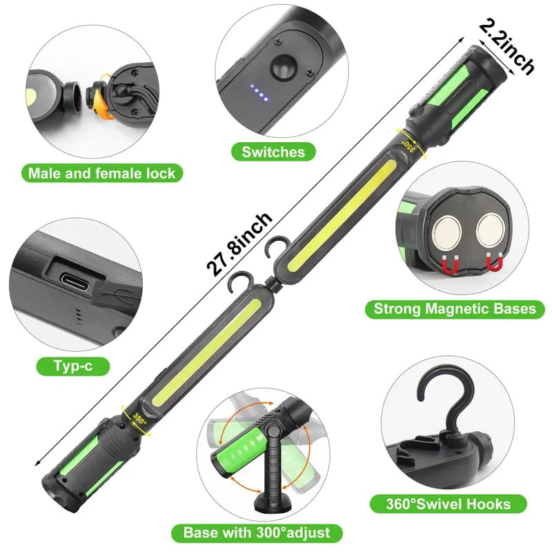 🎁Ideal Father's Day Gift🔧 2-in-1 Connectable Magnetic LED Work Light | 2400LM Rechargeable Mechanic Flashlight