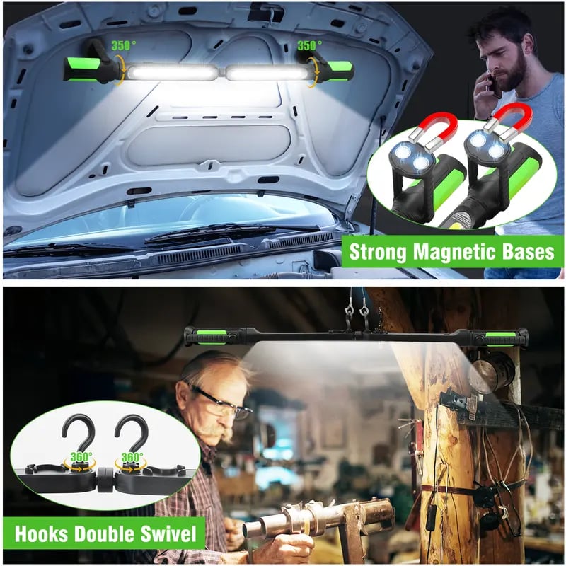 🎁Ideal Father's Day Gift🔧 2-in-1 Connectable Magnetic LED Work Light | 2400LM Rechargeable Mechanic Flashlight