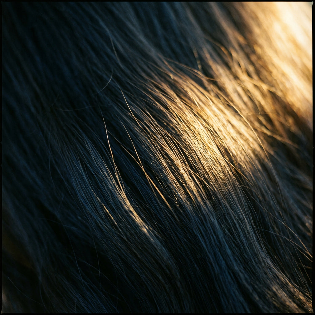 leouyu Black shade — deep rich black hair with warm highlights
