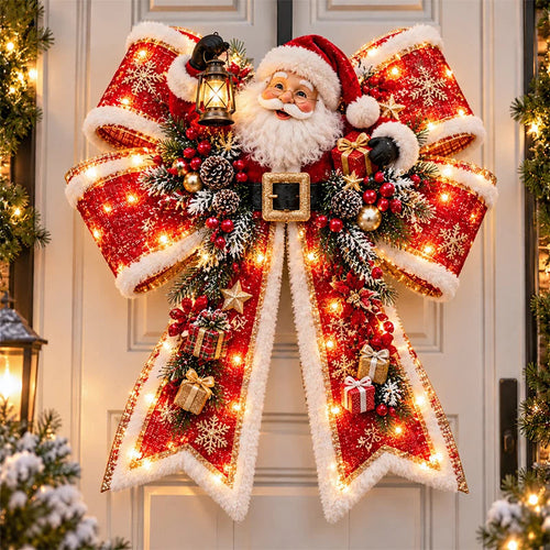 📌🎄 Christmas Magic Bow Door Hangers – Oversized Light-Up Holiday Bows in 6 Festive Styles🎀