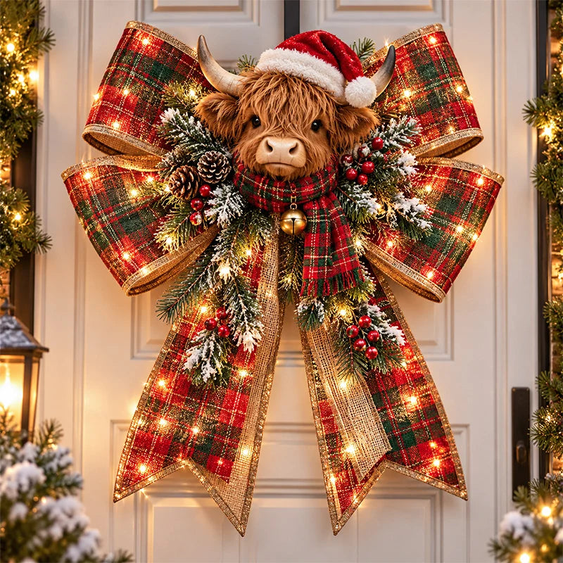 📌🎄 Christmas Magic Bow Door Hangers – Oversized Light-Up Holiday Bows in 6 Festive Styles🎀