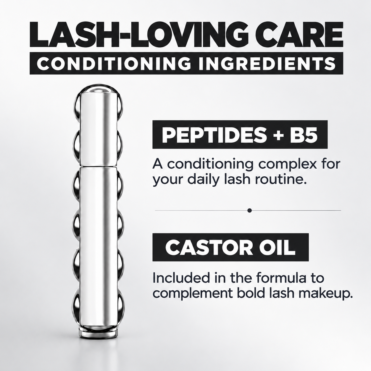Formula highlights featuring peptides, Vitamin B5 and castor oil