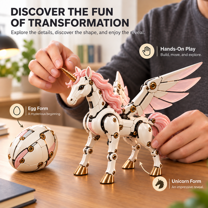 🦄 2-in-1 Transforming Mechanical Unicorn Egg – Winged Fantasy Figure!!!🔥