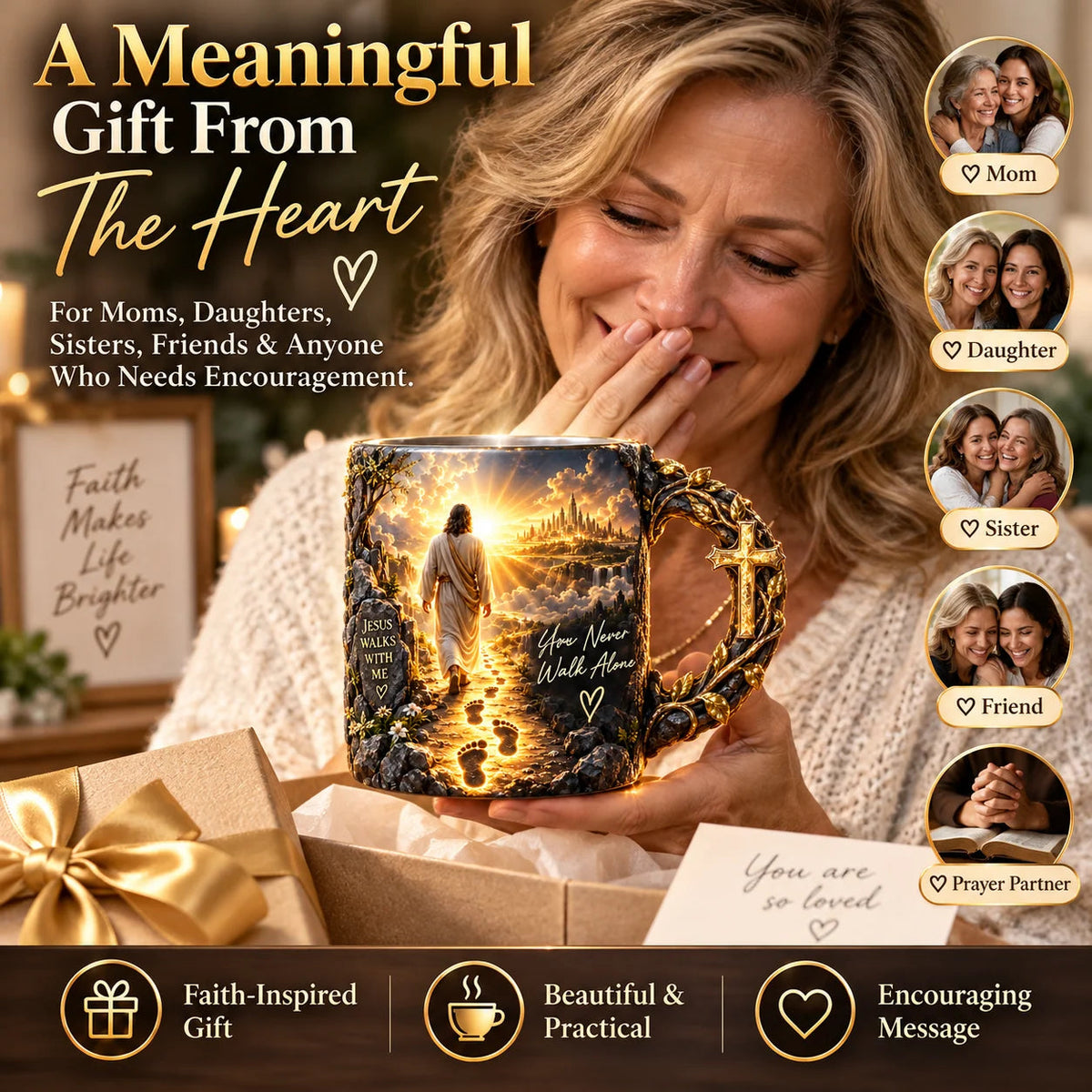 🔥Last Day 49% OFF♥✝️ Jesus Walks With Me™ – Heat-Reveal Faith Mug | You Are Never Alone