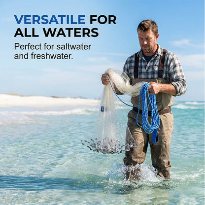 📢📢⏰ Easy-Throw Cast Net – Heavy-Duty Mesh, Rapid Sinking, Versatile 🌊