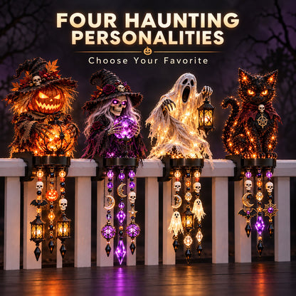 🏡🔥HOT SALE🔥🎃 Halloween Character Glow Cascade Railing Lights – Pumpkin, Witch, Ghost & Black Cat